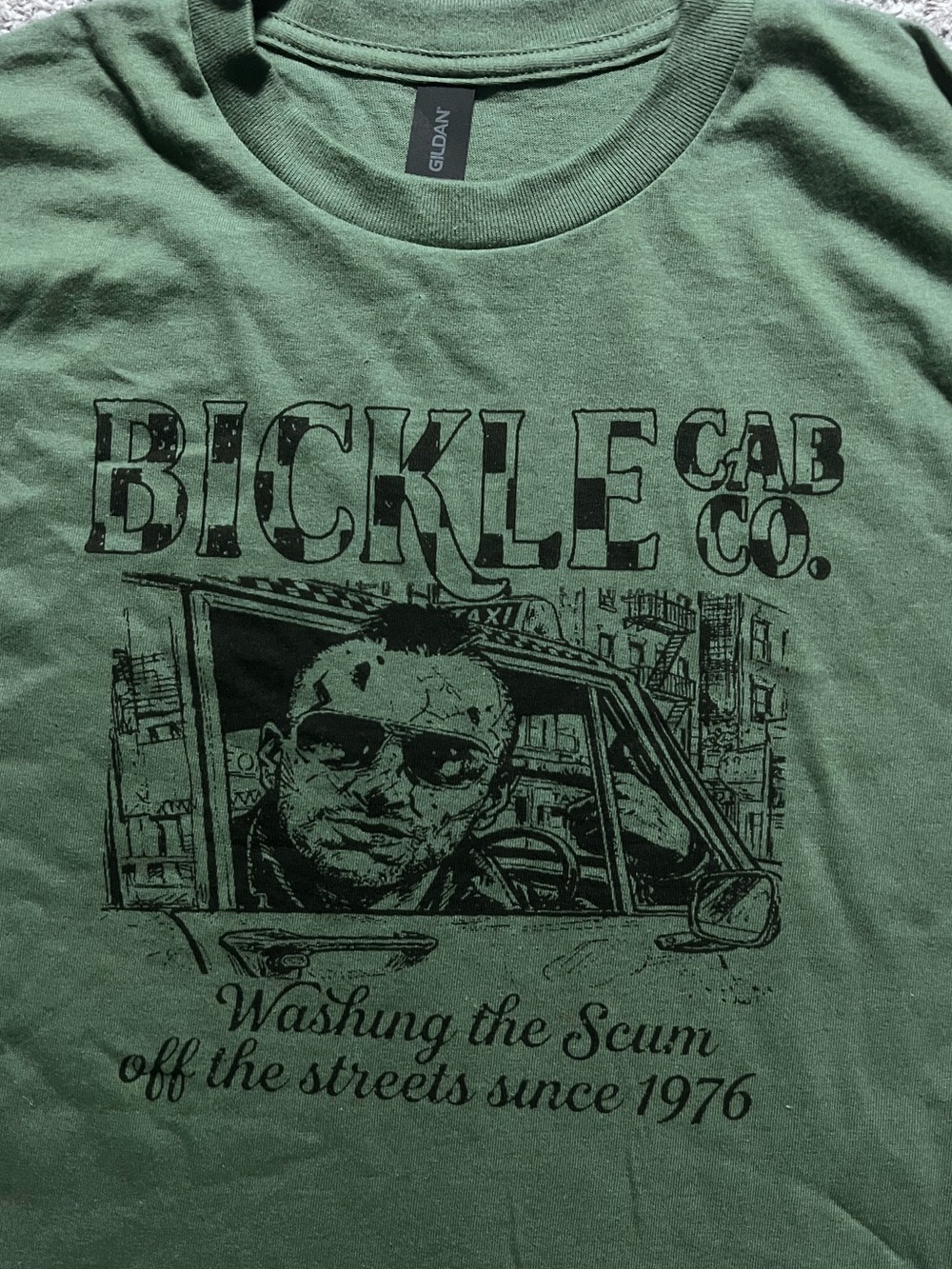 Taxi Driver color military green size Large Unisex T-shirt